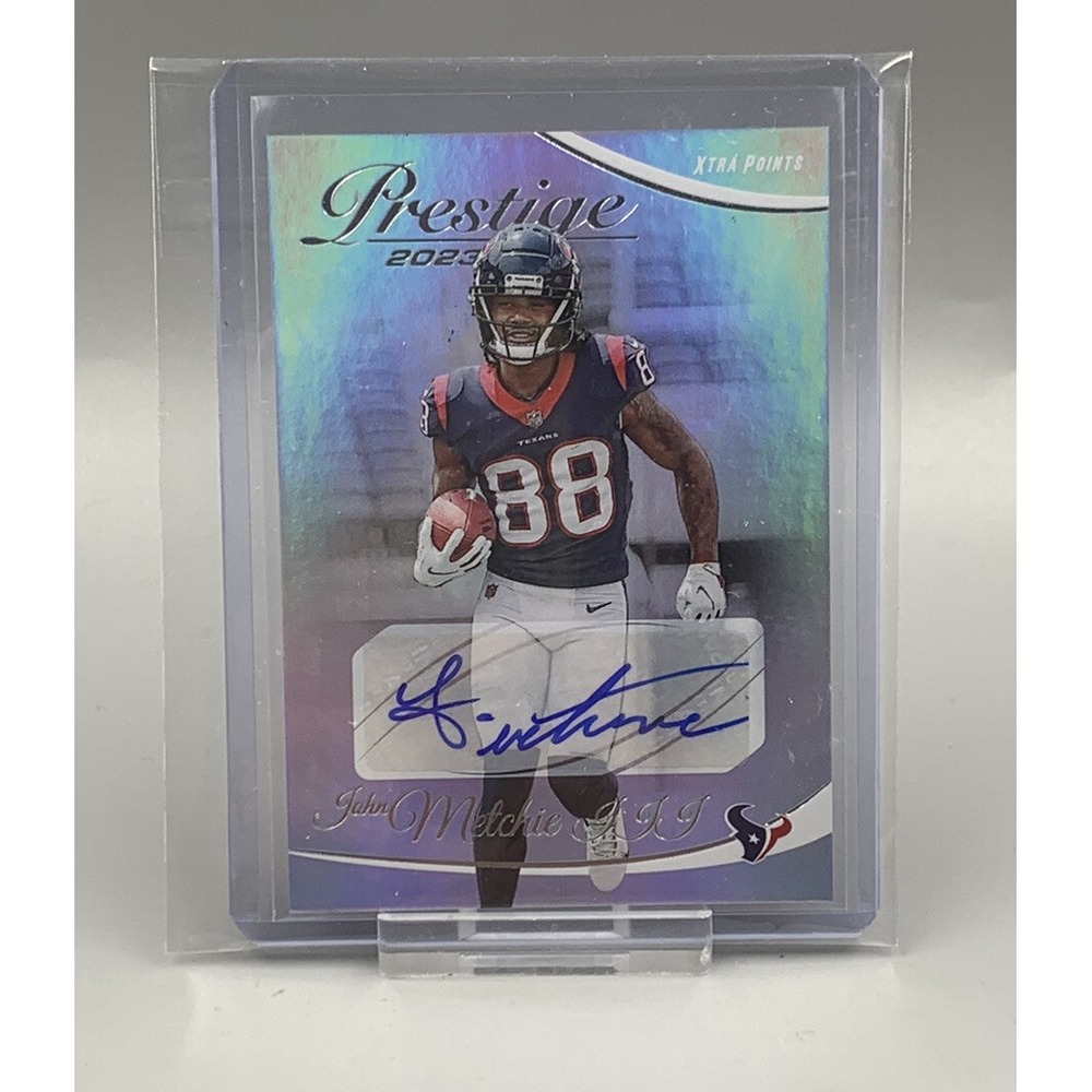 JOHN METCHIE III AUTO 2023 Panini Prestige Football SILVER FOIL Houston Texans